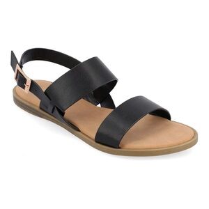 Journee Collection Lavine Sandals | Black Faux Leather | Size 6.5 | NWT